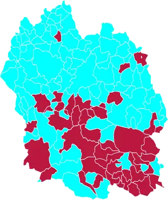 Nuance politique des candidats arrivés en tête dans chaque commune au 2e tour.