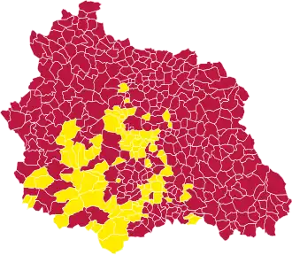 Nuance politique des candidats arrivés en tête dans chaque commune au 2e tour.