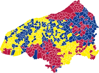 Nuance politique des candidats arrivés en tête dans chaque commune au 2e tour.