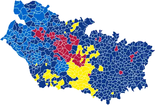 Nuance politique des candidats arrivés en tête dans chaque commune au 2e tour.