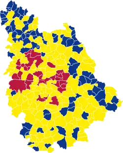 Nuance politique des candidats arrivés en tête dans chaque commune au 2e tour.