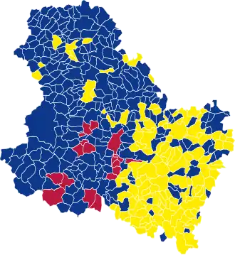 Nuance politique des candidats arrivés en tête dans chaque commune au 2e tour.