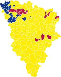 Nuance politique des candidats arrivés en tête dans chaque commune au 2e tour.