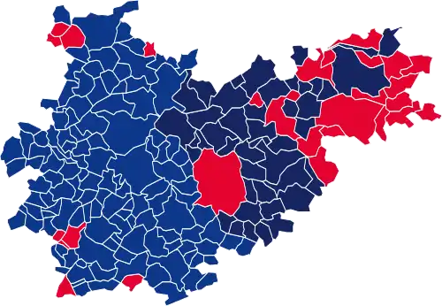 Nuance politique des candidats arrivés en tête dans chaque commune au 2e tour.