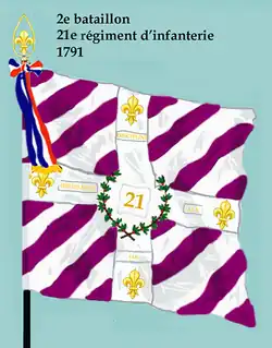 Drapeau du 2e&nbsp;bataillon du 21e&nbsp;régiment d'infanterie de ligne de 1791 à 1793