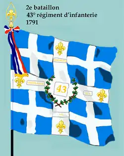 Drapeau du 2e&nbsp;bataillon du 43e&nbsp;régiment d'infanterie de ligne de 1791 à 1793