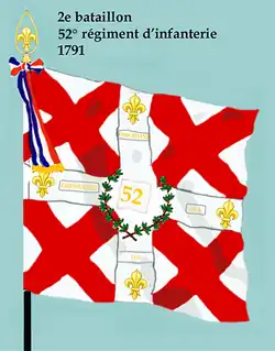 Drapeau du 2e&nbsp;bataillon du 52e&nbsp;régiment d'infanterie de ligne de 1791 à 1793.