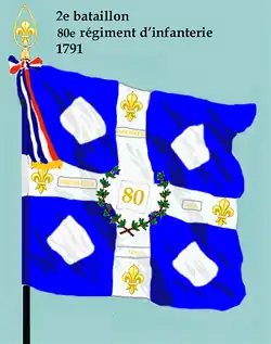 Drapeau du 2e&nbsp;bataillon du 80e&nbsp;régiment d'infanterie de ligne de 1791 à 1793
