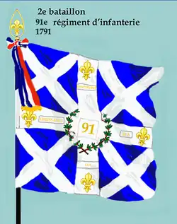Drapeau du 2e&nbsp;bataillon du 91e&nbsp;régiment d'infanterie de ligne de 1791 à 1793