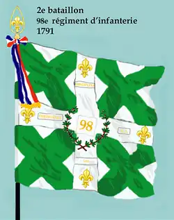 Drapeau du 2e&nbsp;bataillon du 98e&nbsp;régiment d'infanterie de ligne de 1791 à 1793