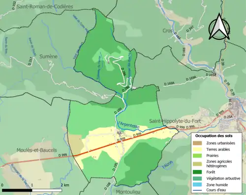 Carte en couleurs présentant l'occupation des sols.