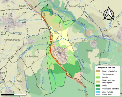 Carte en couleurs présentant l'occupation des sols.