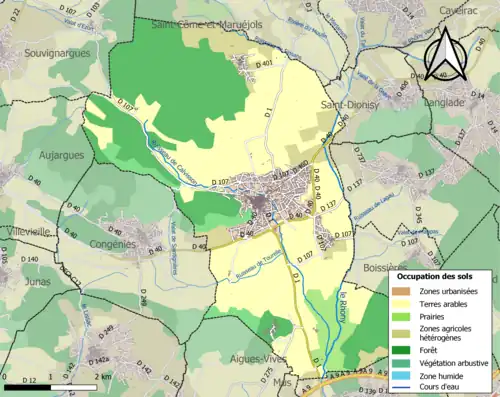 Carte en couleurs présentant l'occupation des sols.