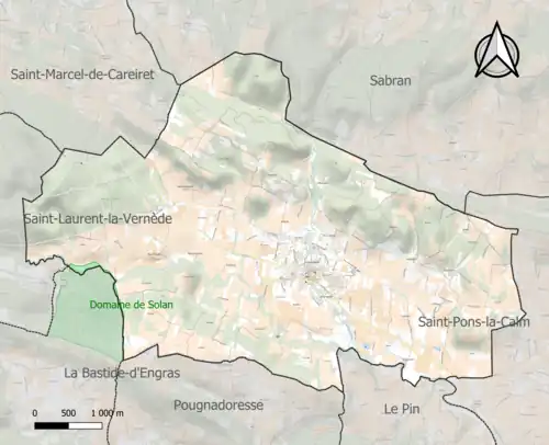 Carte de la ZNIEFF de type 1 sur la commune.