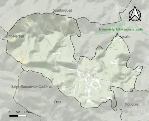Carte de la ZNIEFF de type 1 sur la commune.