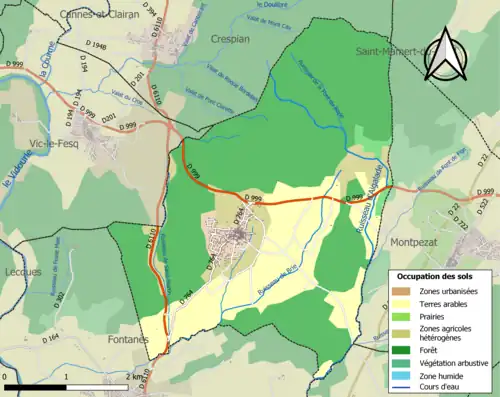 Carte en couleurs présentant l'occupation des sols.