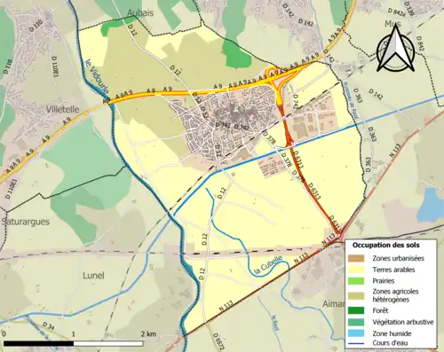 Carte en couleurs présentant l'occupation des sols.