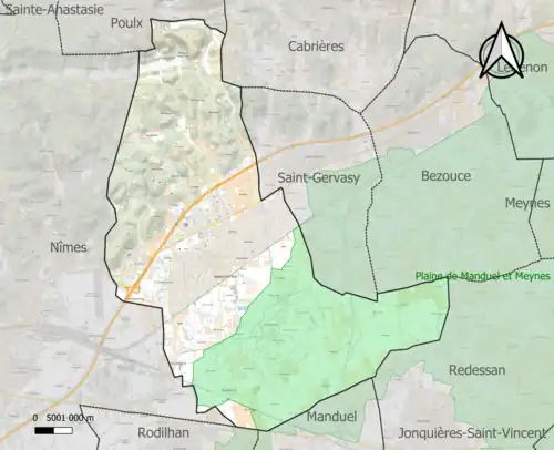 Carte de la ZNIEFF de type 1 sur la commune.