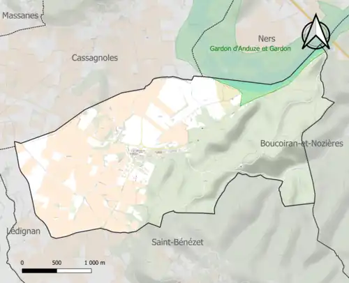 Carte de la ZNIEFF de type 1 sur la commune.