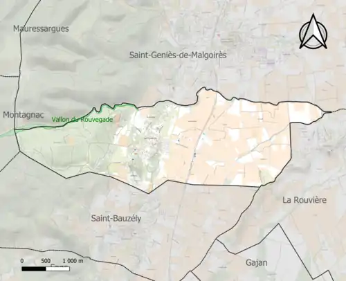Carte de la ZNIEFF de type 1 sur la commune.