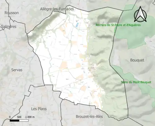 Carte de la ZNIEFF de type 1 sur la commune.