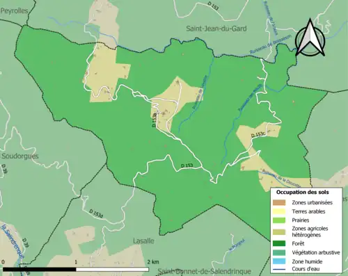 Carte en couleurs présentant l'occupation des sols.