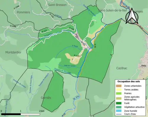 Carte en couleurs présentant l'occupation des sols.