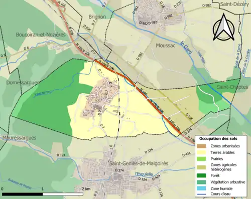 Carte en couleurs présentant l'occupation des sols.