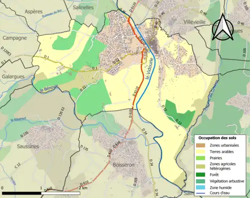 Carte en couleurs présentant l'occupation des sols.