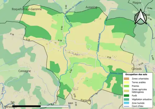 Carte en couleurs présentant l'occupation des sols.