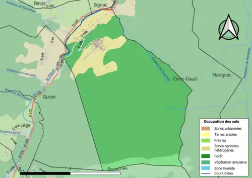 Carte en couleurs présentant l'occupation des sols.