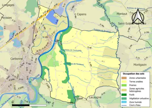 Carte en couleurs présentant l'occupation des sols.