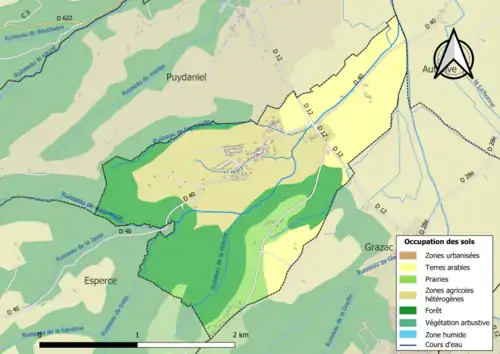 Carte en couleurs présentant l'occupation des sols.