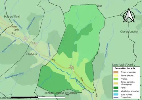 Carte en couleurs présentant l'occupation des sols.