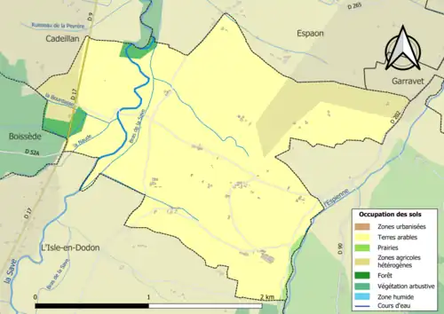 Carte en couleurs présentant l'occupation des sols.