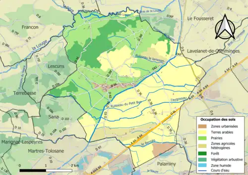 Carte en couleurs présentant l'occupation des sols.