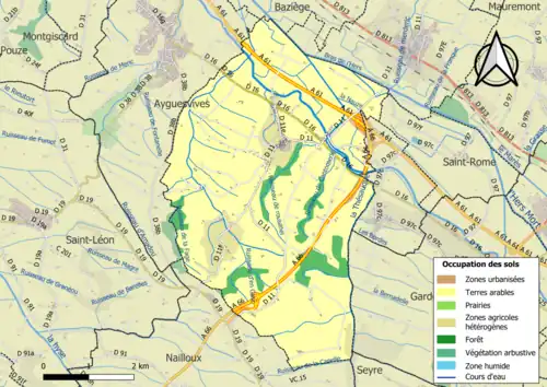 Carte en couleurs présentant l'occupation des sols.