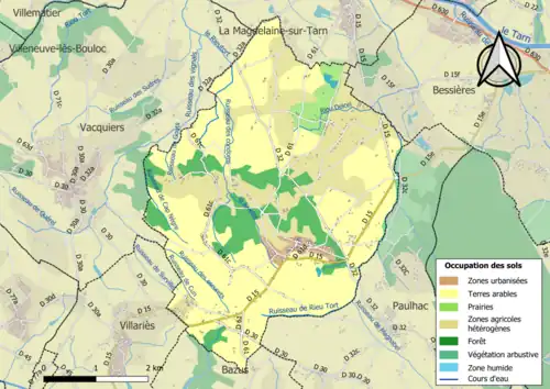 Carte en couleurs présentant l'occupation des sols.