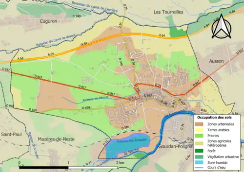 Carte en couleurs présentant l'occupation des sols.