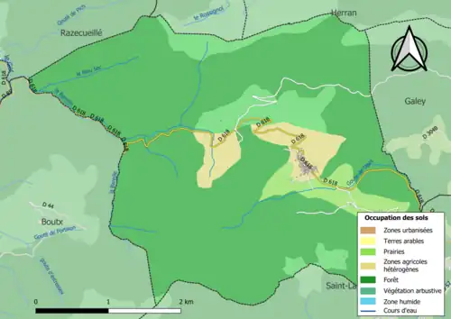 Carte en couleurs présentant l'occupation des sols.
