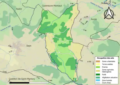 Carte en couleurs présentant l'occupation des sols.