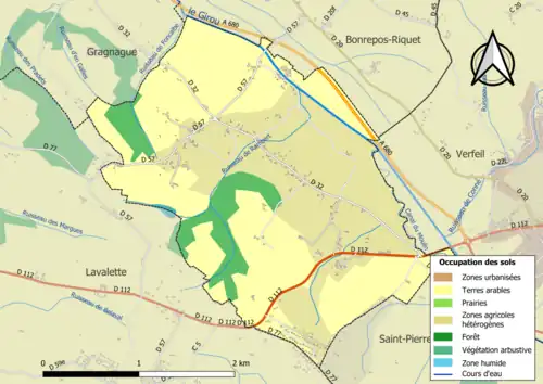 Carte en couleurs présentant l'occupation des sols.