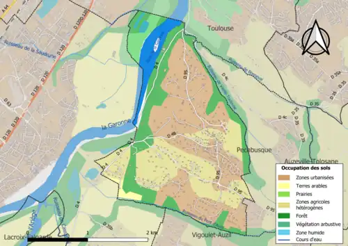 Carte en couleurs présentant l'occupation des sols.