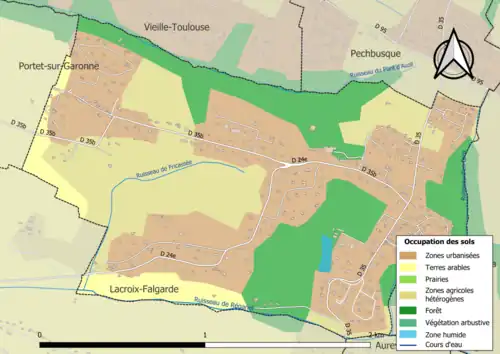 Carte en couleurs présentant l'occupation des sols.