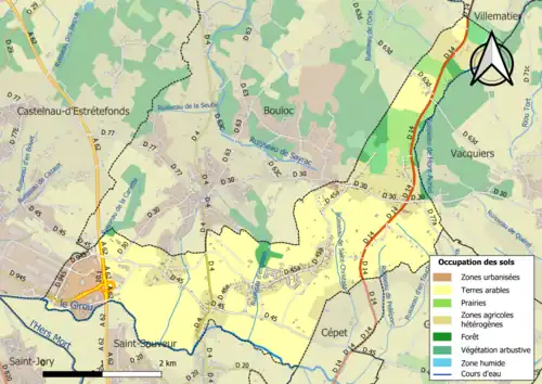 Carte en couleurs présentant l'occupation des sols.