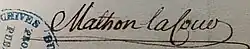 signature de Joseph Mathon de la Cour