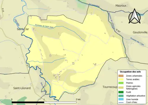 Carte en couleurs présentant l'occupation des sols.