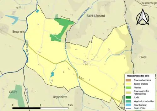 Carte en couleurs présentant l'occupation des sols.