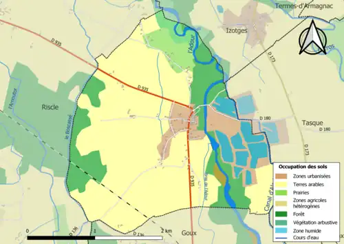 Carte en couleurs présentant l'occupation des sols.