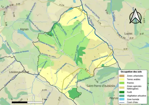 Carte en couleurs présentant l'occupation des sols.